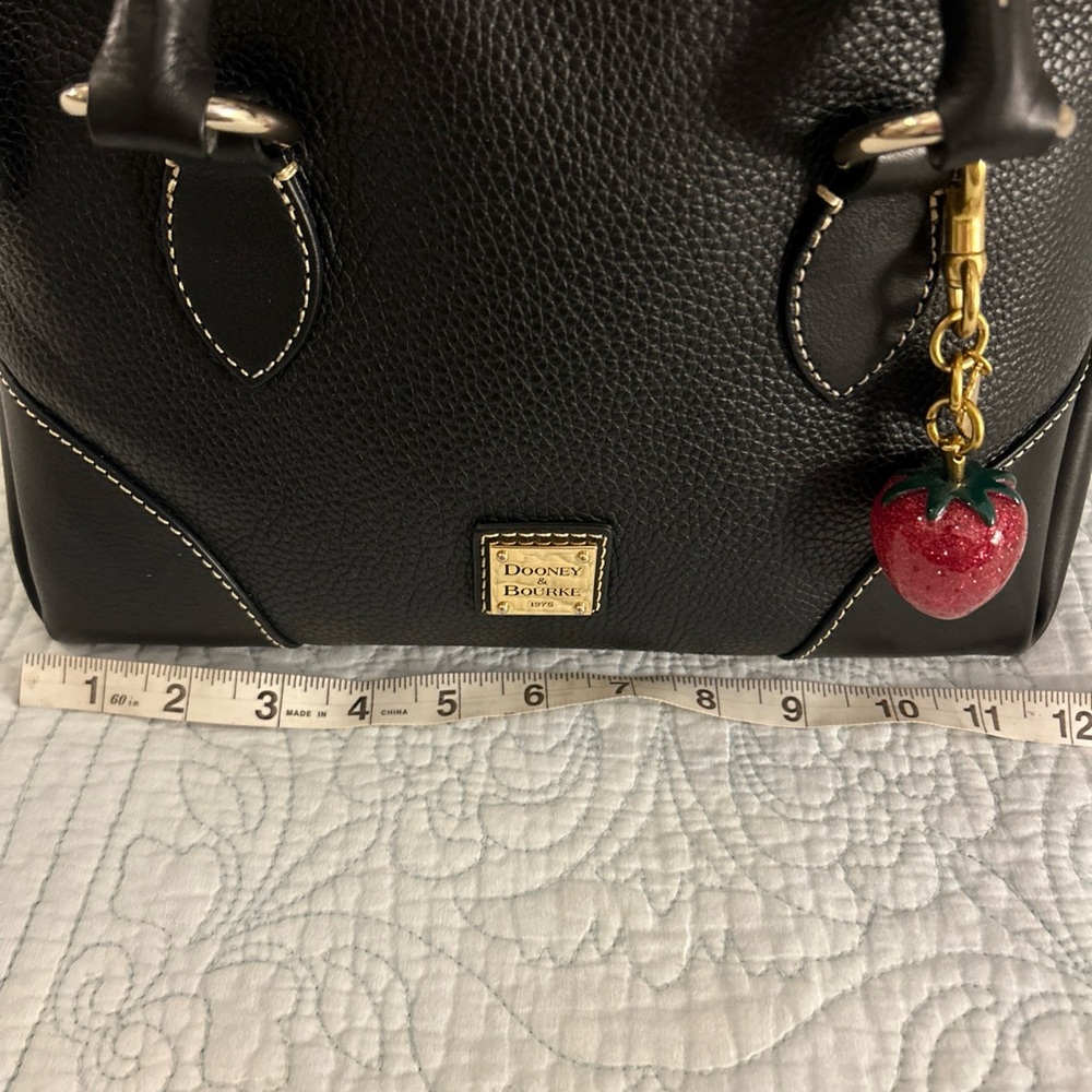 Dooney & Bourke Florentine & Pebbled Leather Satchel 30 Black Satchel w/ 🍓 Charm - Picture 14 of 16